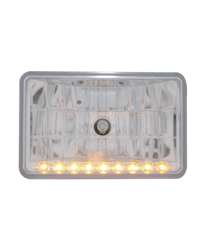 (BOX) 9 LED 6" X 4" RECTANGULAR LOW BEAM CRYSTAL HEADLIGHT - AMBER (BOX) 9 LED 6" X 4" RECTANGULAR LOW BEAM CRYSTAL HEADLIGHT - AMBER