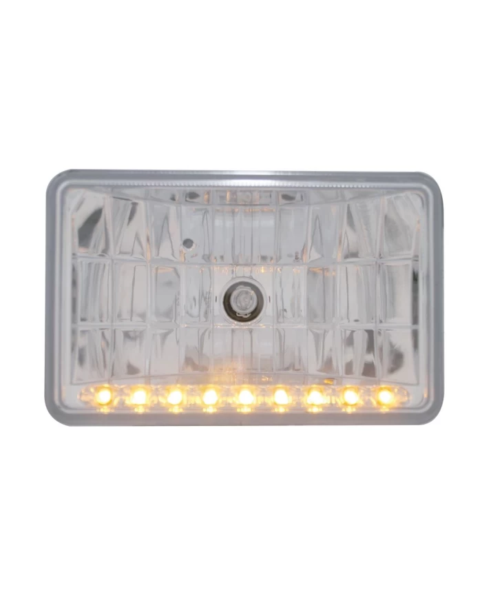 (BOX) 9 LED 6" X 4" RECTANGULAR HIGH BEAM CRYSTAL HEADLIGHT - AMBER (BOX) 9 LED 6" X 4" RECTANGULAR HIGH BEAM CRYSTAL HEADLIGHT - AMBER