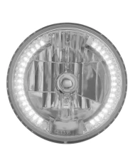 (BOX) 7" DIA. CRYSTAL HEADLIGHT BULB WITH 34 AUXILIARY LED - WHITE LED/CLEAR LENS (BOX) 7" DIA. CRYSTAL HEADLIGHT BULB WITH 34 AUXILIARY LED - WHITE LED/CLEAR LENS