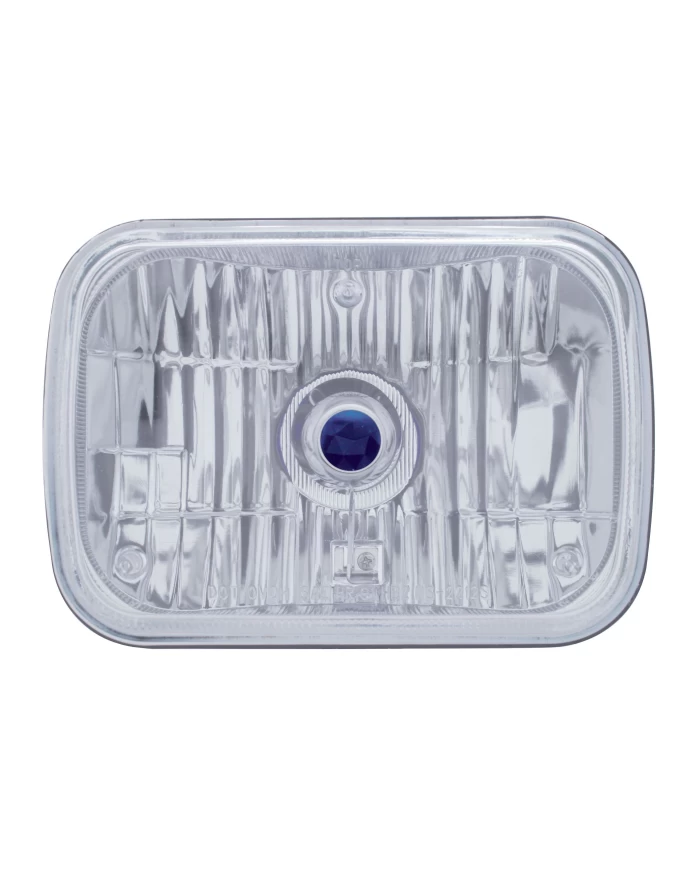 (BOX) 200mm (5" x 7") RECTANGULAR CRYSTAL HEADLIGHT W/ BLUE DOT - REPLACEABLE H4 HALOGEN BULB (BOX) 200mm (5" x 7") RECTANGULAR CRYSTAL HEADLIGHT W/ BLUE DOT - REPLACEABLE H4 HALOGEN BULB