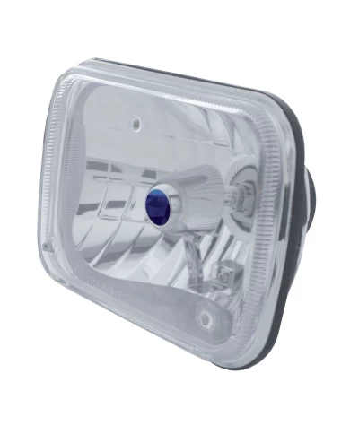 (BOX) 200mm (5" x 7") RECTANGULAR CRYSTAL HEADLIGHT W/ BLUE DOT - REPLACEABLE H4 HALOGEN BULB (BOX) 200mm (5" x 7") RECTANGULAR CRYSTAL HEADLIGHT W/ BLUE DOT - REPLACEABLE H4 HALOGEN BULB