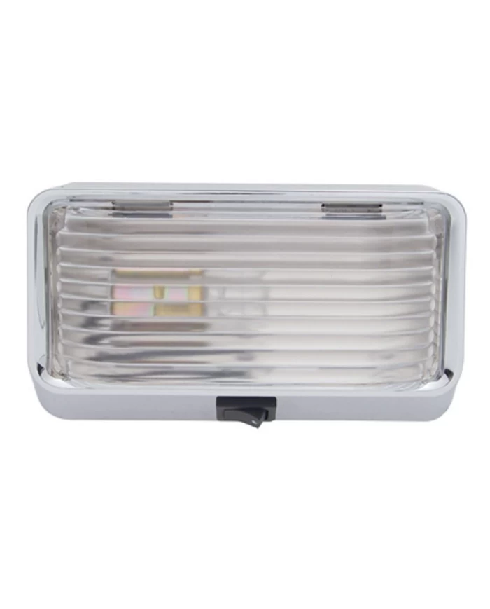 (BULK) 12 VOLT RECTANGULAR DOME LIGHT W/ 1156 BULB - CLEAR LENS