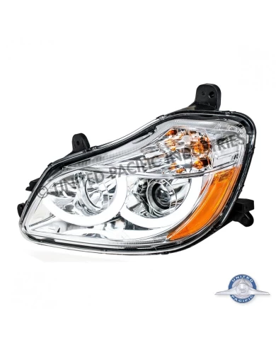 (CBOX) CHROME PROJECTION HEADLIGHT WITH LED POSITION LIGHT FOR 2013+ KENWORTH T680 - DRIVER (CBOX) CHROME PROJECTION HEADLIGHT WITH LED POSITION LIGHT FOR 2013+ KENWORTH T680 - DRIVER
