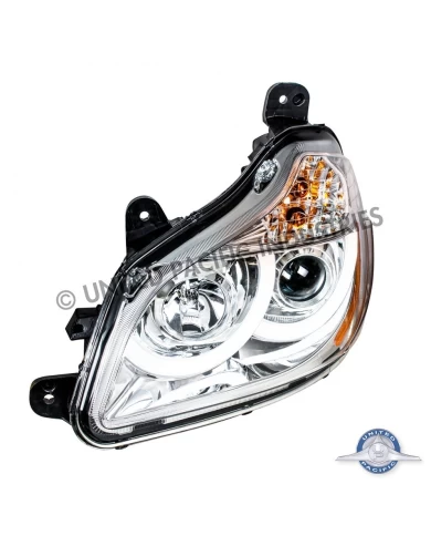 (CBOX) CHROME PROJECTION HEADLIGHT WITH LED POSITION LIGHT FOR 2013+ KENWORTH T680 - DRIVER (CBOX) CHROME PROJECTION HEADLIGHT WITH LED POSITION LIGHT FOR 2013+ KENWORTH T680 - DRIVER
