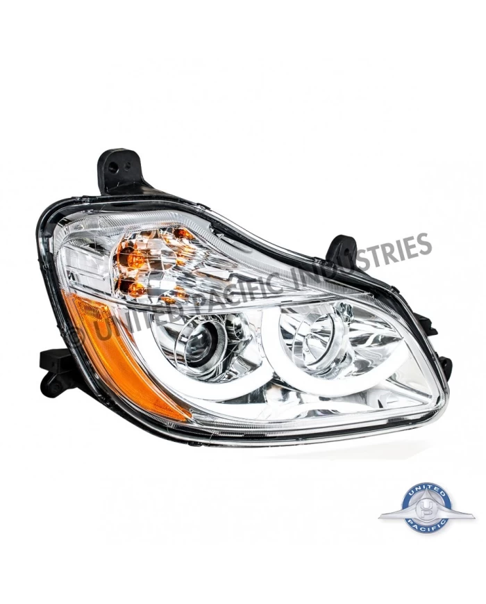 (CBOX) CHROME PROJECTION HEADLIGHT WITH LED POSITION LIGHT FOR 2013+ KENWORTH T680 - PASSENGER