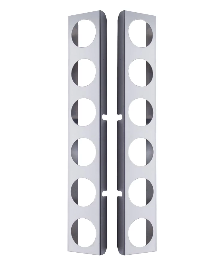 (2/BULK) STAINLESS STEEL PETERBILT REAR AIR CLEANER LIGHT BRACKET W/ TWELVE 2" LIGHT CUTOUT (2/BULK) STAINLESS STEEL PETERBILT REAR AIR CLEANER LIGHT BRACKET W/ TWELVE 2" LIGHT CUTOUT