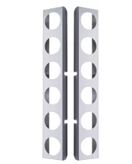 (2/BULK) STAINLESS STEEL PETERBILT REAR AIR CLEANER LIGHT BRACKET W/ TWELVE 2" LIGHT CUTOUT (2/BULK) STAINLESS STEEL PETERBILT REAR AIR CLEANER LIGHT BRACKET W/ TWELVE 2" LIGHT CUTOUT