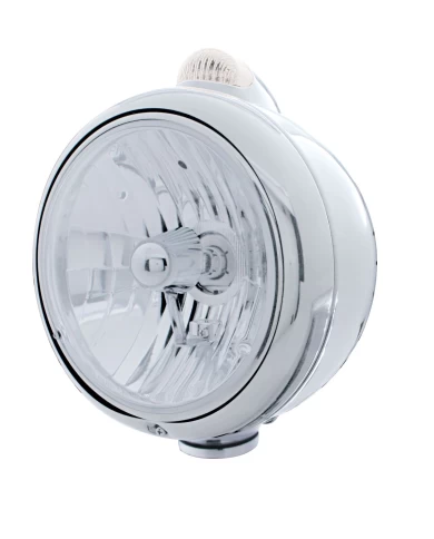 (BOX) S.S. "GUIDE" PETERBILT CRYSTAL H4 HALOGEN HEADLIGHT W/ 5 AMBER LED TOP MOUNT LIGHT - CLEAR LENS (BOX) S.S. "GUIDE" PETERBILT CRYSTAL H4 HALOGEN HEADLIGHT W/ 5 AMBER LED TOP MOUNT LIGHT - CLEAR LENS