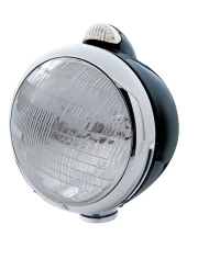(BOX) BLACK "GUIDE" PETERBILT 6014 SEALED BEAM HEADLIGHT W/ 5 AMBER LED TOP MOUNT LIGHT - CLEAR LENS (BOX) BLACK "GUIDE" PETERBILT 6014 SEALED BEAM HEADLIGHT W/ 5 AMBER LED TOP MOUNT LIGHT - CLEAR LENS