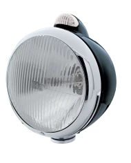 (BOX) BLACK "GUIDE" PETERBILT H4 HALOGEN HEADLIGHT W/ 5 AMBER LED TOP MOUNT LIGHT - CLEAR LENS (BOX) BLACK "GUIDE" PETERBILT H4 HALOGEN HEADLIGHT W/ 5 AMBER LED TOP MOUNT LIGHT - CLEAR LENS