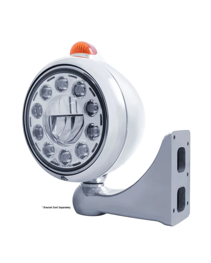 (BOX) S.S. "GUIDE" PETERBILT 11 HIGH POWER LED HEADLIGHT W/ 5 AMBER LED DUAL FUNCTION TOP MOUNT LIGHT - AMBER LENS (BOX) S.S. "GUIDE" PETERBILT 11 HIGH POWER LED HEADLIGHT W/ 5 AMBER LED DUAL FUNCTION TOP MOUNT LIGHT - AMBER LENS