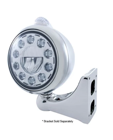 (BOX) S.S. "GUIDE" PETERBILT 11 HIGH POWER LED HEADLIGHT W/ 5 AMBER LED DUAL FUNCTION TOP MOUNT LIGHT - CLEAR LENS (BOX) S.S. "GUIDE" PETERBILT 11 HIGH POWER LED HEADLIGHT W/ 5 AMBER LED DUAL FUNCTION TOP MOUNT LIGHT - CLEAR LENS