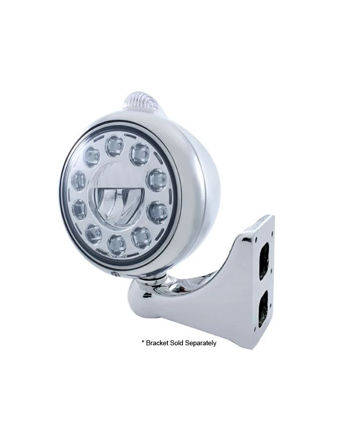 (BOX) S.S. "GUIDE" PETERBILT 11 HIGH POWER LED HEADLIGHT W/ 5 AMBER LED DUAL FUNCTION TOP MOUNT LIGHT - CLEAR LENS (BOX) S.S. "GUIDE" PETERBILT 11 HIGH POWER LED HEADLIGHT W/ 5 AMBER LED DUAL FUNCTION TOP MOUNT LIGHT - CLEAR LENS