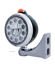 (BOX) BLACK "GUIDE" PETERBILT 11 HIGH POWER LED CRYSTAL HEADLIGHT W/ 5 AMBER LED DUAL FUNCTION TOP MOUNT LIGHT - AMBER LENS (BOX) BLACK "GUIDE" PETERBILT 11 HIGH POWER LED CRYSTAL HEADLIGHT W/ 5 AMBER LED DUAL FUNCTION TOP MOUNT LIGHT - AMBER LENS