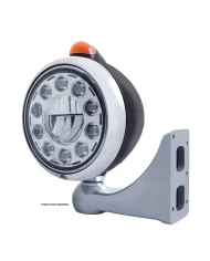 (BOX) BLACK "GUIDE" PETERBILT 11 HIGH POWER LED CRYSTAL HEADLIGHT W/ 5 AMBER LED DUAL FUNCTION TOP MOUNT LIGHT - AMBER LENS (BOX) BLACK "GUIDE" PETERBILT 11 HIGH POWER LED CRYSTAL HEADLIGHT W/ 5 AMBER LED DUAL FUNCTION TOP MOUNT LIGHT - AMBER LENS