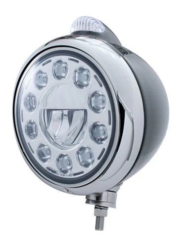 (BOX) BLACK "GUIDE" PETERBILT 11 HIGH POWER LED CRYSTAL HEADLIGHT W/ 5 AMBER LED DUAL FUNCTION TOP MOUNT LIGHT - CLEAR LENS (BOX) BLACK "GUIDE" PETERBILT 11 HIGH POWER LED CRYSTAL HEADLIGHT W/ 5 AMBER LED DUAL FUNCTION TOP MOUNT LIGHT - CLEAR LENS