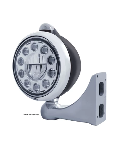 (BOX) BLACK "GUIDE" PETERBILT 11 HIGH POWER LED CRYSTAL HEADLIGHT W/ 5 AMBER LED DUAL FUNCTION TOP MOUNT LIGHT - CLEAR LENS (BOX) BLACK "GUIDE" PETERBILT 11 HIGH POWER LED CRYSTAL HEADLIGHT W/ 5 AMBER LED DUAL FUNCTION TOP MOUNT LIGHT - CLEAR LENS
