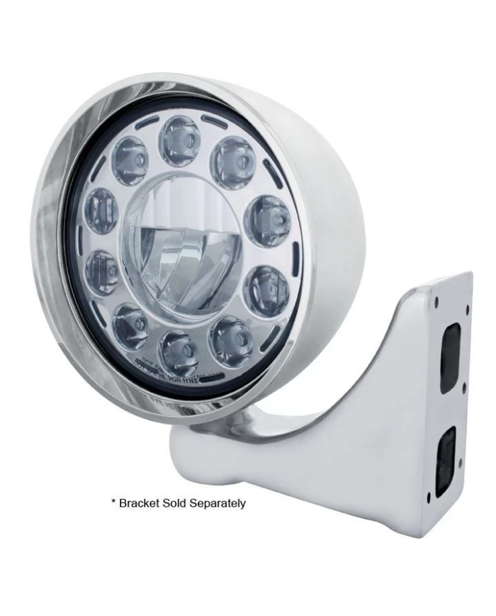 (BOX) STAINLESS STEEL 7" ROUND "REBEL" HEADLIGHT - 11 HIGH POWER CRYSTAL (BOX) STAINLESS STEEL 7" ROUND "REBEL" HEADLIGHT - 11 HIGH POWER CRYSTAL