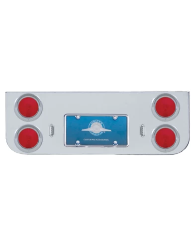 (BULK) CHROME REAR CENTER PANEL LIGHT W/ FOUR 4" ROUND INCANDESCENT LIGHTS W/ VISOR - RED LENS (BULK) CHROME REAR CENTER PANEL LIGHT W/ FOUR 4" ROUND INCANDESCENT LIGHTS W/ VISOR - RED LENS