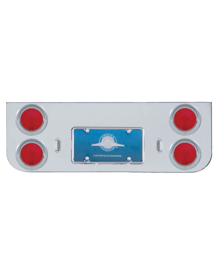 (BULK) CHROME REAR CENTER PANEL LIGHT W/ FOUR 4" ROUND INCANDESCENT LIGHTS W/ VISOR - RED LENS (BULK) CHROME REAR CENTER PANEL LIGHT W/ FOUR 4" ROUND INCANDESCENT LIGHTS W/ VISOR - RED LENS