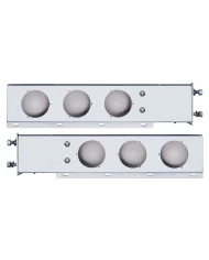 (2/BULK) CHROME SPRING LOADED REAR LIGHT BAR W/ SIX 4" ROUND LIGHT CUTOUTS - 3 3/4" BOLT PATTERN