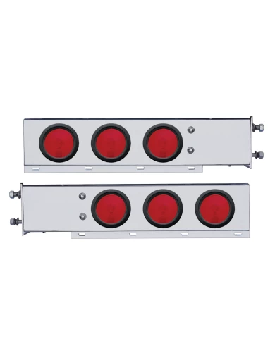 (2/BULK) CHROME SPRING LOADED REAR LIGHT BAR W/ 6 INCANDESCENT 4" RED ROUND LIGHT - 3 3/4" RED BOLT PATTERN (2/BULK) CHROME SPRING LOADED REAR LIGHT BAR W/ 6 INCANDESCENT 4" RED ROUND LIGHT - 3 3/4" RED BOLT PATTERN