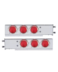 (2/BULK) CR. SPRING LOADED REAR LIGHT BAR W/ 6 INCANDESCENT 4" RED ROUND LIGHT W/ VISOR - 3 3/4" RED BOLT PATTERN