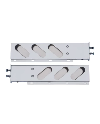 (2/BULK) CHROME SPRING LOADED REAR LIGHT BAR W/ 6 SLANTED UP OVAL LIGHT CUTOUTS - 2 1/2" BOLT PATTERN (2/BULK) CHROME SPRING LOADED REAR LIGHT BAR W/ 6 SLANTED UP OVAL LIGHT CUTOUTS - 2 1/2" BOLT PATTERN