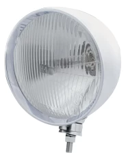 (BOX) STAINLESS STEEL MOTORCYCLE "REBEL" HEADLIGHT W/ 7" ROUND HEADLIGHT BULB - H4 HALOGEN (BOX) STAINLESS STEEL MOTORCYCLE "REBEL" HEADLIGHT W/ 7" ROUND HEADLIGHT BULB - H4 HALOGEN