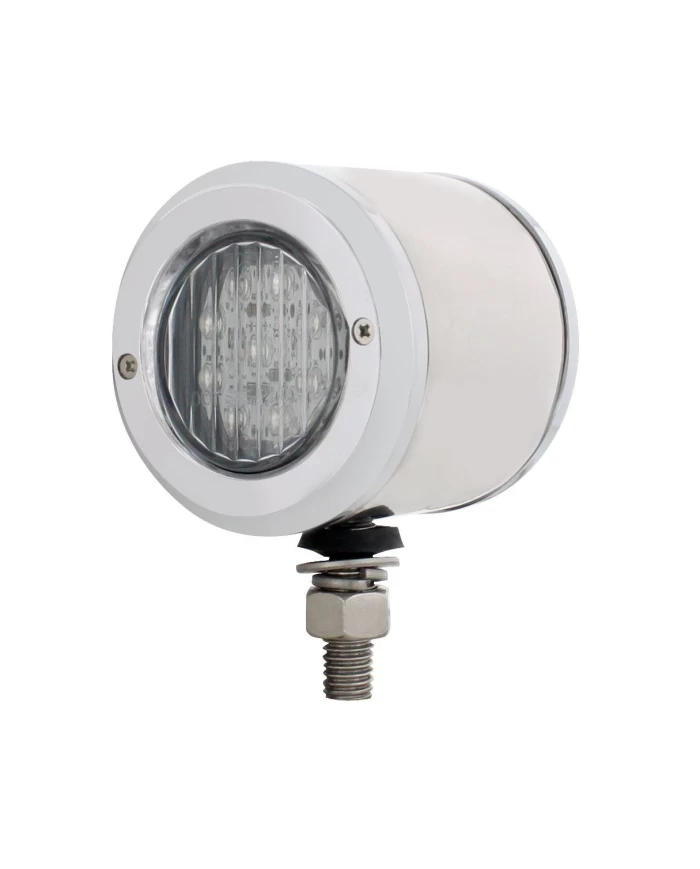 (BULK) STAINLESS STEEL DOUBLE FACE BRACKET W/ 9 AMBER/RED LED 2" FLAT LIGHT - AMBER LENS/RED LENS