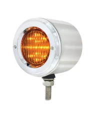 (BULK) S.S. DOUBLE FACE BRACKET W/ 9 AMBER/RED LED 2 1/2" FLAT LIGHT W/ BEZEL - AMBER LENS/RED LENS