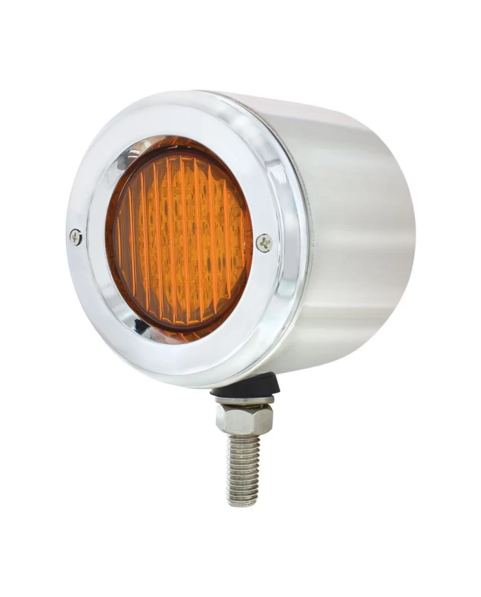 (BULK) S.S. DOUBLE FACE BRACKET W/ 9 AMBER/RED LED 2 1/2" FLAT LIGHT W/ BEZEL - AMBER LENS/RED LENS