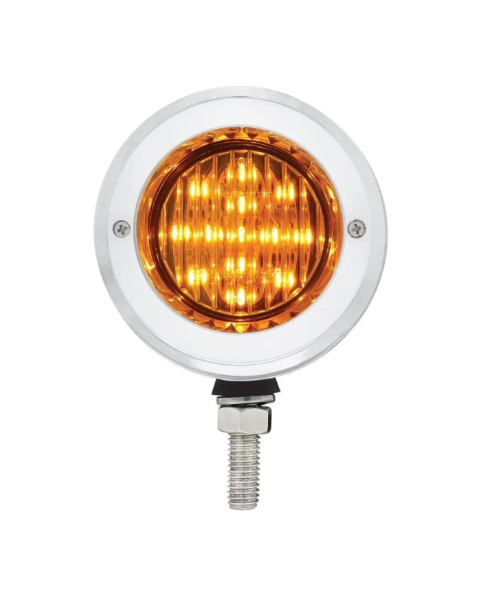 (BULK) S.S. DOUBLE FACE BRACKET W/ 9 AMBER/RED LED 2 1/2" FLAT LIGHT W/ BEZEL - AMBER LENS/RED LENS