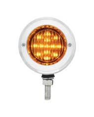 (BULK) S.S. DOUBLE FACE BRACKET W/ 9 AMBER/RED LED 2 1/2" FLAT LIGHT W/ BEZEL - AMBER LENS/RED LENS