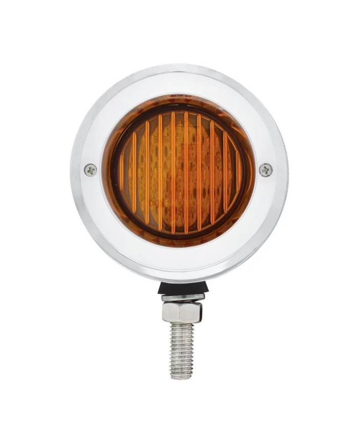 (BULK) S.S. DOUBLE FACE BRACKET W/ 9 AMBER/RED LED 2 1/2" FLAT LIGHT W/ BEZEL - AMBER LENS/RED LENS