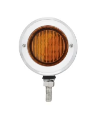 (BULK) S.S. DOUBLE FACE BRACKET W/ 9 AMBER/RED LED 2 1/2" FLAT LIGHT W/ BEZEL - AMBER LENS/RED LENS