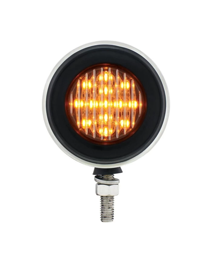 (BULK) STAINLESS STEEL DOUBLE FACE BRACKET W/ 13 AMBER/RED LED 2 1/2" FLAT LIGHT - CLEAR LENS (BULK) STAINLESS STEEL DOUBLE FACE BRACKET W/ 13 AMBER/RED LED 2 1/2" FLAT LIGHT - CLEAR LENS