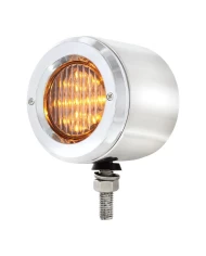 (BULK) STAINLESS STEEL DOUBLE FACE BRACKET W/ 13 AMBER/RED LED 2 1/2" FLAT LIGHT W/ BEZEL - CLEAR LENS (BULK) STAINLESS STEEL DOUBLE FACE BRACKET W/ 13 AMBER/RED LED 2 1/2" FLAT LIGHT W/ BEZEL - CLEAR LENS