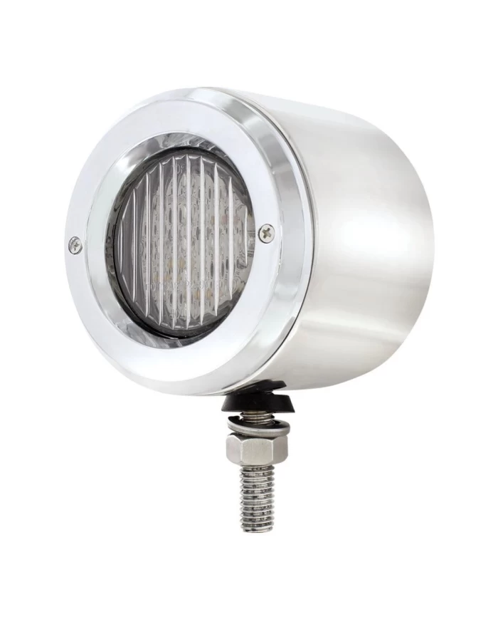 (BULK) STAINLESS STEEL DOUBLE FACE BRACKET W/ 13 AMBER/RED LED 2 1/2" FLAT LIGHT W/ BEZEL - CLEAR LENS (BULK) STAINLESS STEEL DOUBLE FACE BRACKET W/ 13 AMBER/RED LED 2 1/2" FLAT LIGHT W/ BEZEL - CLEAR LENS