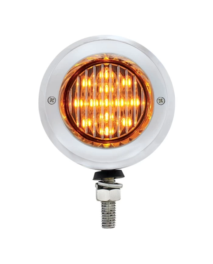 (BULK) STAINLESS STEEL DOUBLE FACE BRACKET W/ 13 AMBER/RED LED 2 1/2" FLAT LIGHT W/ BEZEL - CLEAR LENS (BULK) STAINLESS STEEL DOUBLE FACE BRACKET W/ 13 AMBER/RED LED 2 1/2" FLAT LIGHT W/ BEZEL - CLEAR LENS