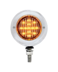 (BULK) STAINLESS STEEL DOUBLE FACE BRACKET W/ 13 AMBER/RED LED 2 1/2" FLAT LIGHT W/ BEZEL - CLEAR LENS (BULK) STAINLESS STEEL DOUBLE FACE BRACKET W/ 13 AMBER/RED LED 2 1/2" FLAT LIGHT W/ BEZEL - CLEAR LENS