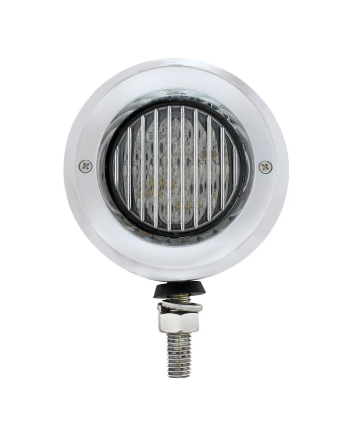 (BULK) STAINLESS STEEL DOUBLE FACE BRACKET W/ 13 AMBER/RED LED 2 1/2" FLAT LIGHT W/ BEZEL - CLEAR LENS (BULK) STAINLESS STEEL DOUBLE FACE BRACKET W/ 13 AMBER/RED LED 2 1/2" FLAT LIGHT W/ BEZEL - CLEAR LENS