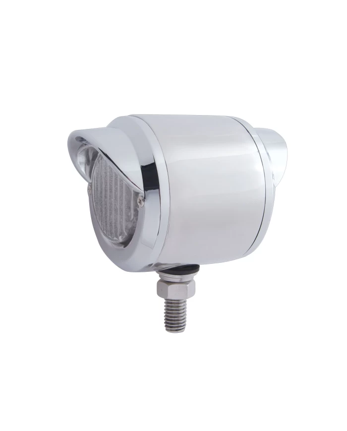 (BULK) STAINLESS STEEL DOUBLE FACE BRACKET W/ 13 AMBER/RED LED 2 1/2" FLAT LIGHT W/ VISOR - CLEAR LENS (BULK) STAINLESS STEEL DOUBLE FACE BRACKET W/ 13 AMBER/RED LED 2 1/2" FLAT LIGHT W/ VISOR - CLEAR LENS