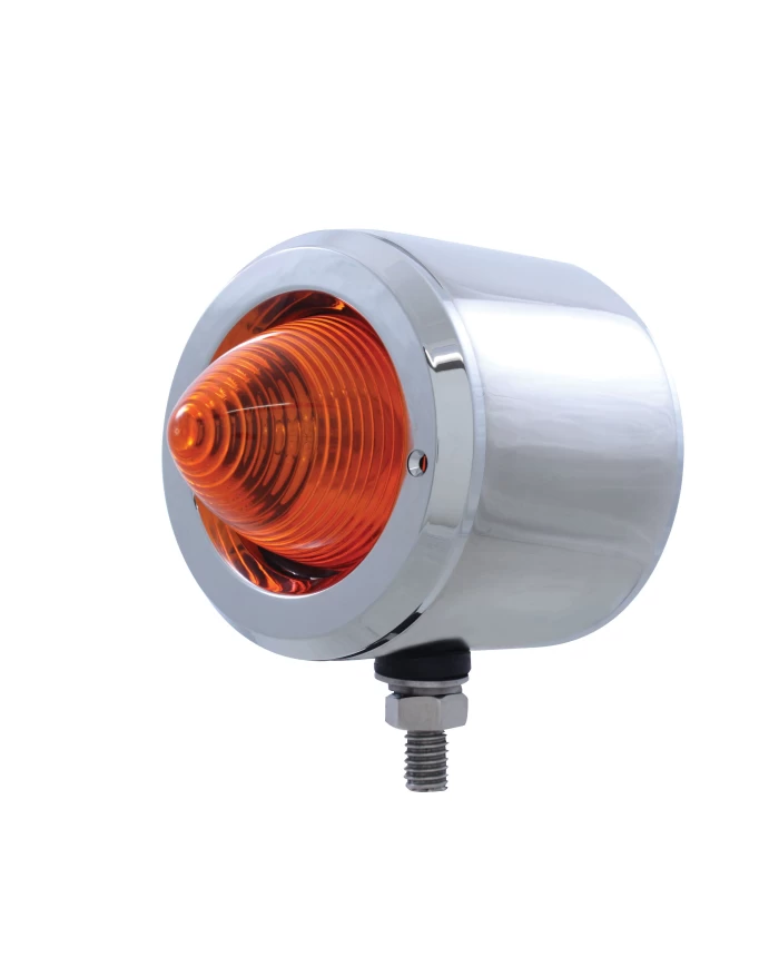 (BULK) S.S. DOUBLE FACE BRACKET W/ 13 AMBER/RED LED 2 1/2" BEEHIVE LIGHT W/ BEZEL - AMBER LENS/RED LENS