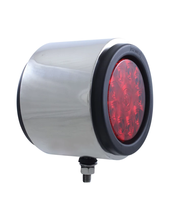 (BULK) STAINLESS STEEL DOUBLE FACE BRACKET W/ 12 AMBER/RED LED 4" FLAT LIGHT - AMBER LENS/RED LENS