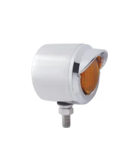 (BULK) STAINLESS STEEL SINGLE FACE BRACKET W/ 9 AMBER LED 2" FLAT LIGHT & VISOR - AMBER LENS