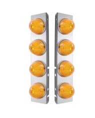 (2/BULK) S.S. PB 16 LED CUTOUT AIR CLEANER LIGHT BRACKET W/ 17 AMBER LED BEEHIVE CAB LIGHT - AMBER LENS