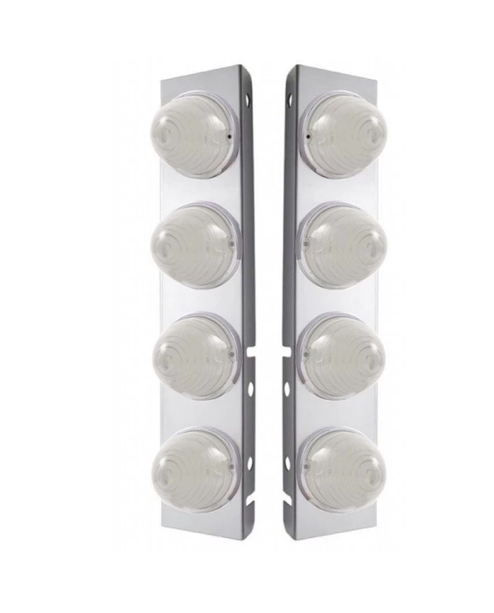 (2/BULK) S.S. PB 16 LED CUTOUT AIR CLEANER LIGHT BRACKET W/ 17 AMBER LED BEEHIVE CAB LIGHT - CLEAR LENS