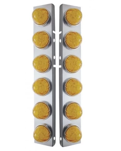 (2/BULK) S.S. PB 12 LED CUTOUT AIR CLEANER LIGHT BRACKET W/ 17 AMBER LED WATERMELON CAB LIGHT - AMBER LENS (2/BULK) S.S. PB 12 LED CUTOUT AIR CLEANER LIGHT BRACKET W/ 17 AMBER LED WATERMELON CAB LIGHT - AMBER LENS