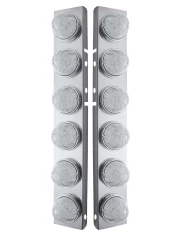 (2/BULK) S.S. PB 12 LED CUTOUT AIR CLEANER LIGHT BRACKET W/ 17 AMBER LED WATERMELON CAB LIGHT - CLEAR LENS